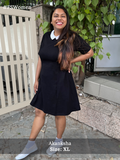 Peterpan Collar Dress - Black