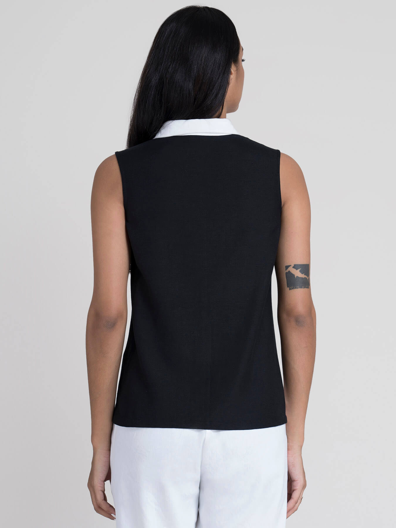 Cotton Colorblock Shirt - White and Black