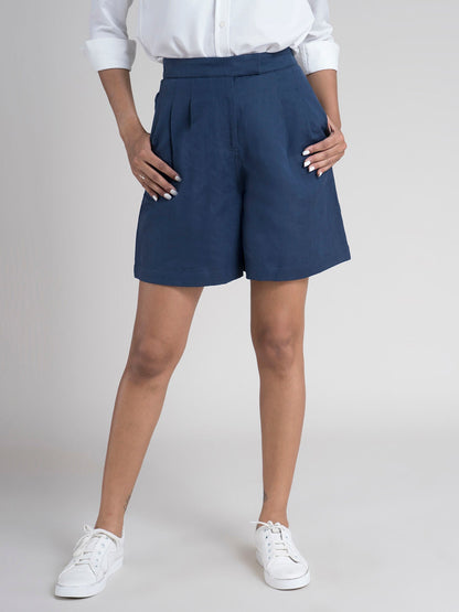 Cotton Elasticated Shorts - Navy Blue
