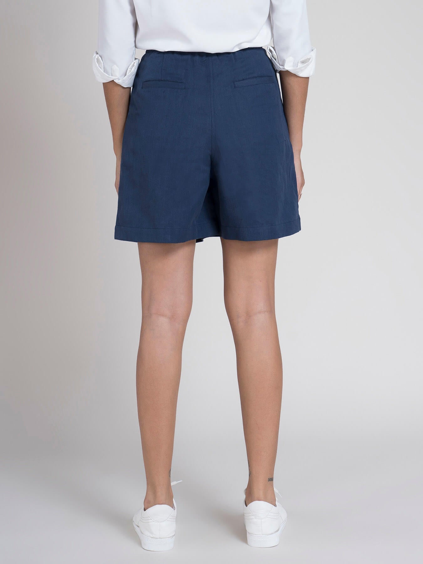 Cotton Elasticated Shorts - Navy Blue