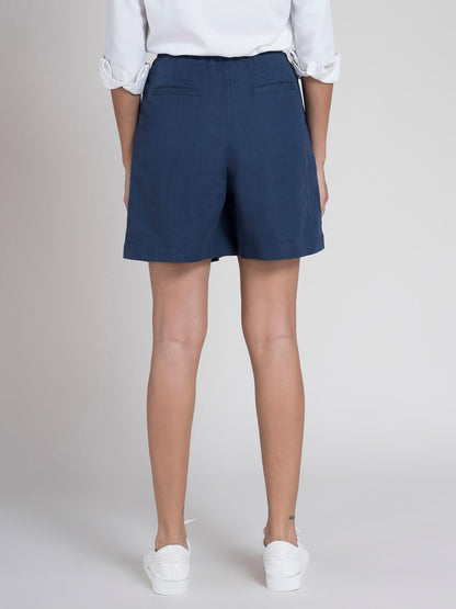Cotton Elasticated Shorts - Navy Blue