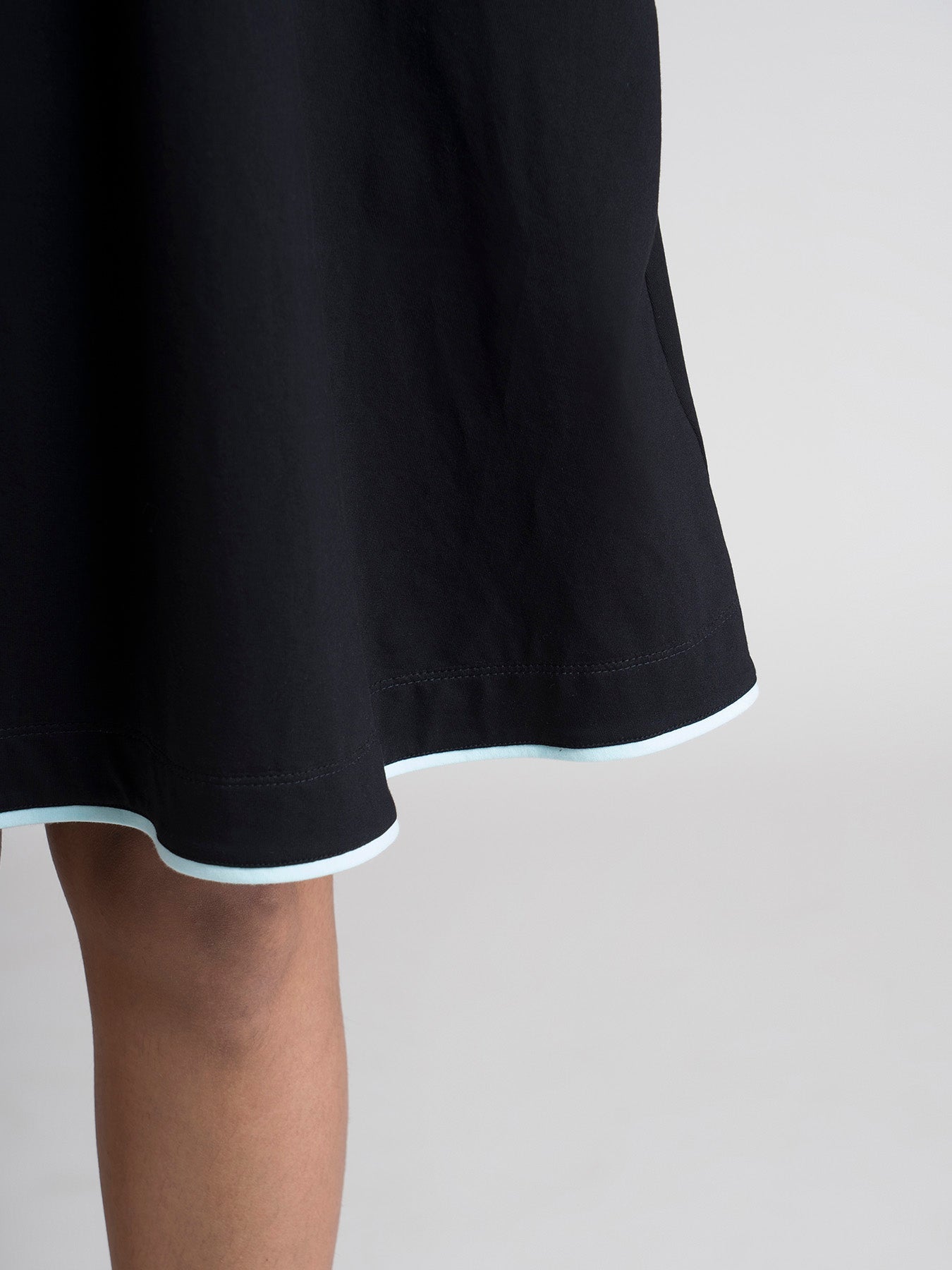 Cotton Knitted A Line Dress - Black