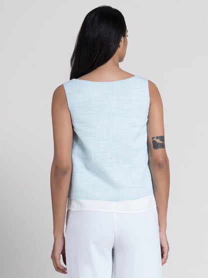 Cotton yarn dyed A Line Top - Light Blue