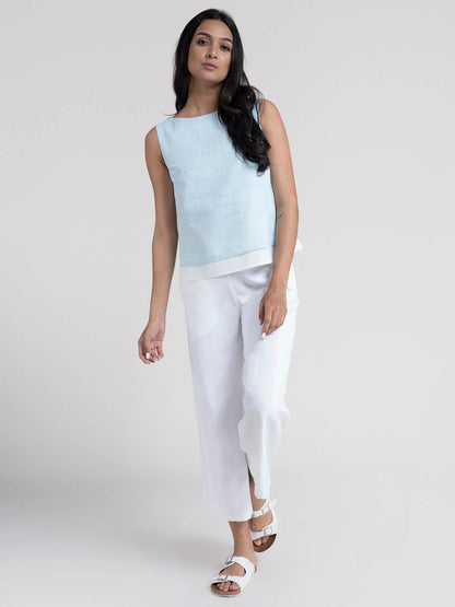 Cotton yarn dyed A Line Top - Light Blue