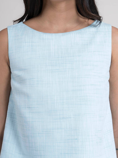 Cotton yarn dyed A Line Top - Light Blue