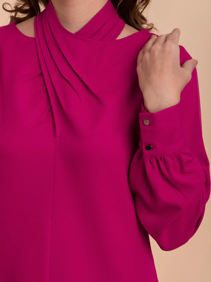 Halter Neck Shift Dress - Fuchsia