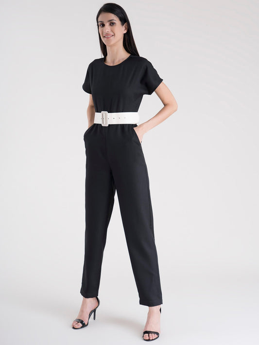 Drop Shoulder Jumpsuit - Black