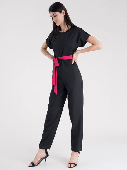 Drop Shoulder Jumpsuit - Black