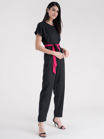 Drop Shoulder Jumpsuit - Black