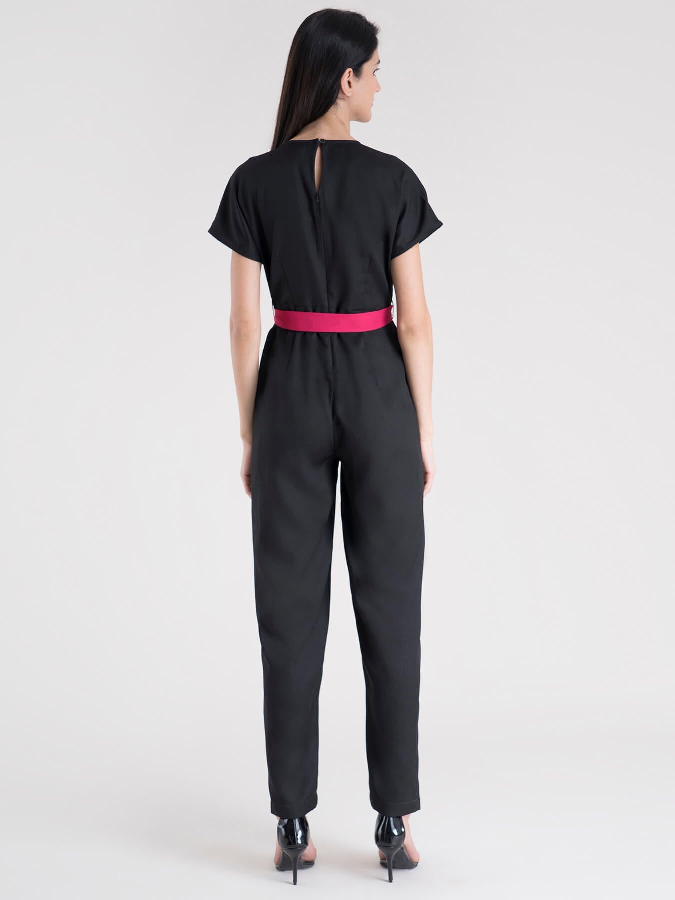 Drop Shoulder Jumpsuit - Black