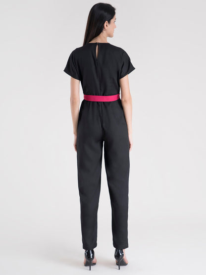 Drop Shoulder Jumpsuit - Black