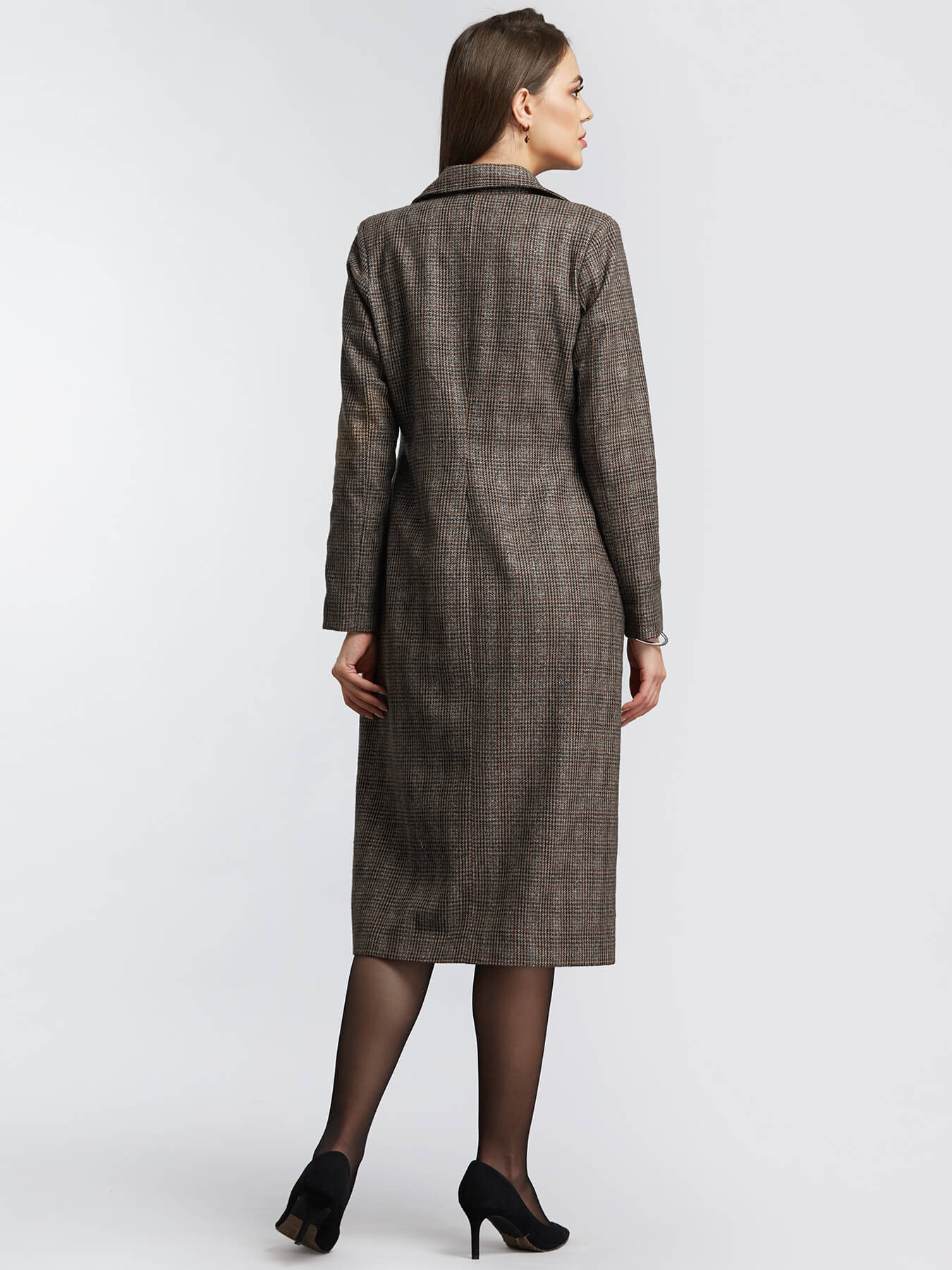 Tartan Tweed Overcoat - Brown