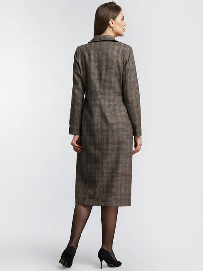 Tartan Tweed Overcoat - Brown