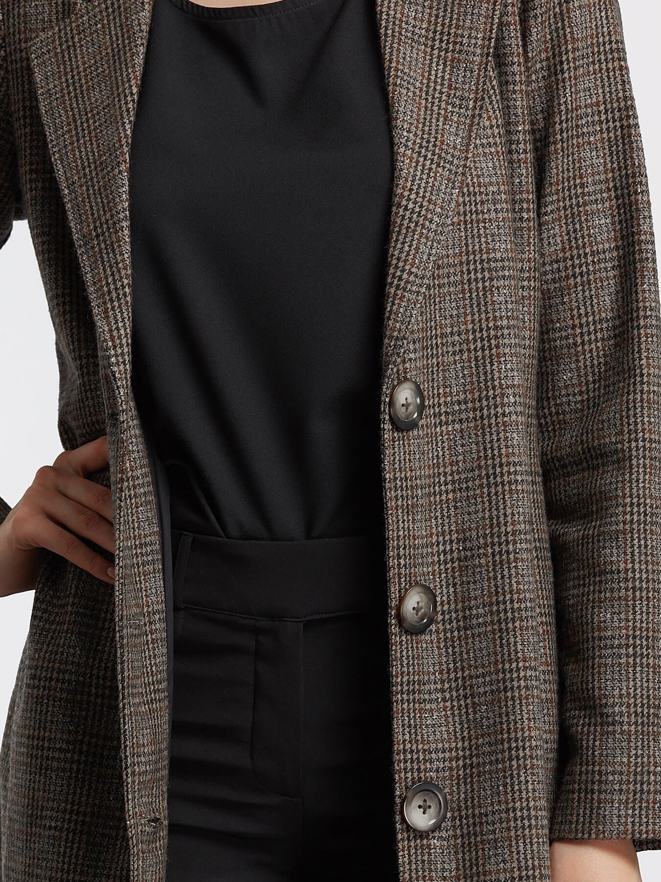 Tartan Tweed Overcoat - Brown