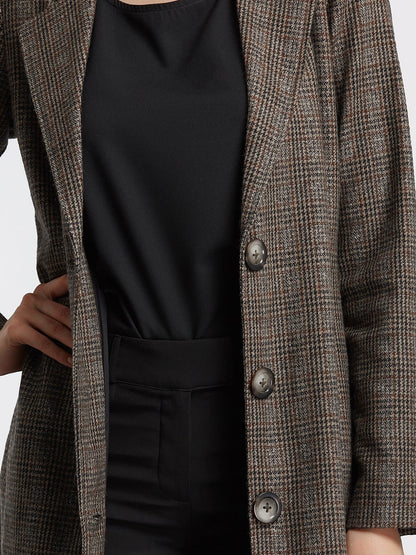 Tartan Tweed Overcoat - Brown