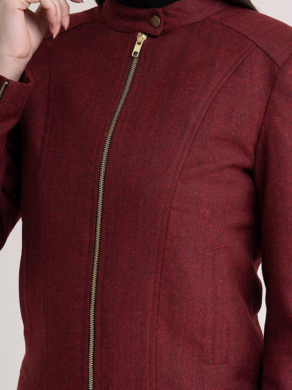 Wool Blend Twill Jacket - Red