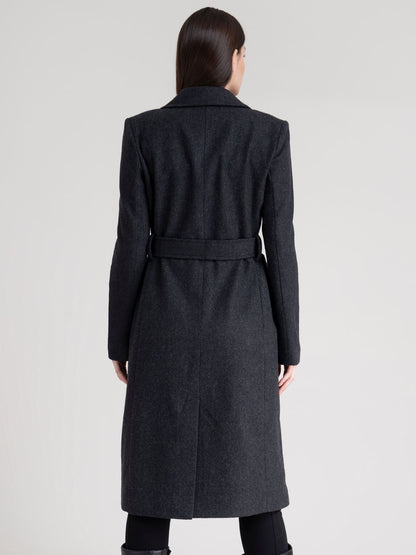 Double-Breasted Wool Blend Overcoat - Dark Grey