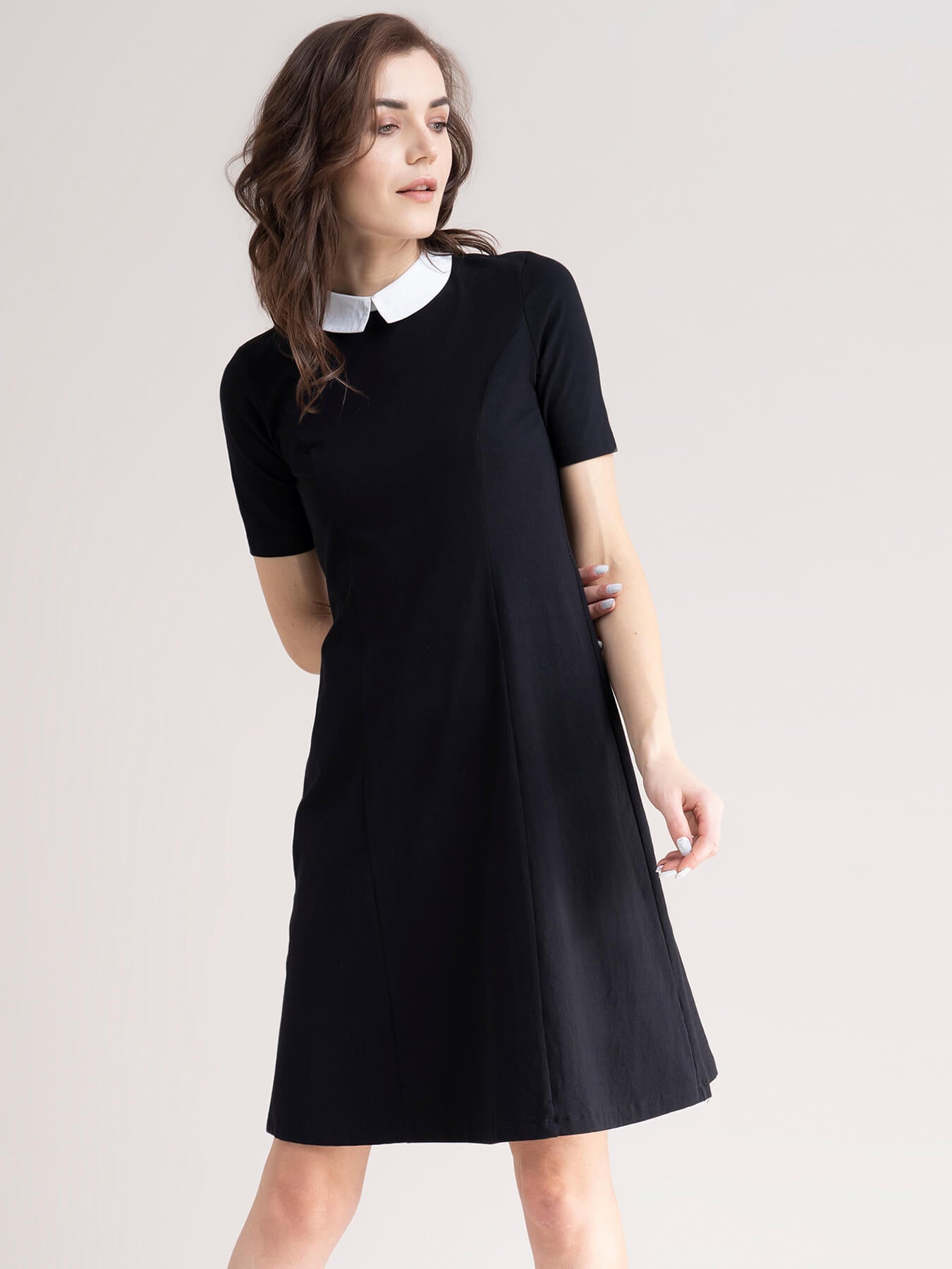 Peterpan Collar Dress - Black