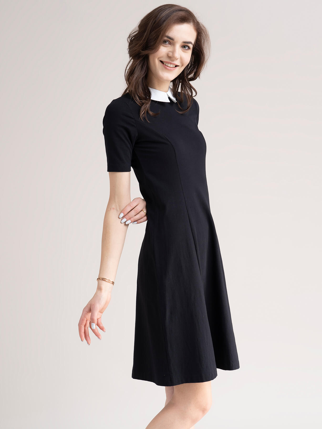 Peterpan Collar Dress - Black