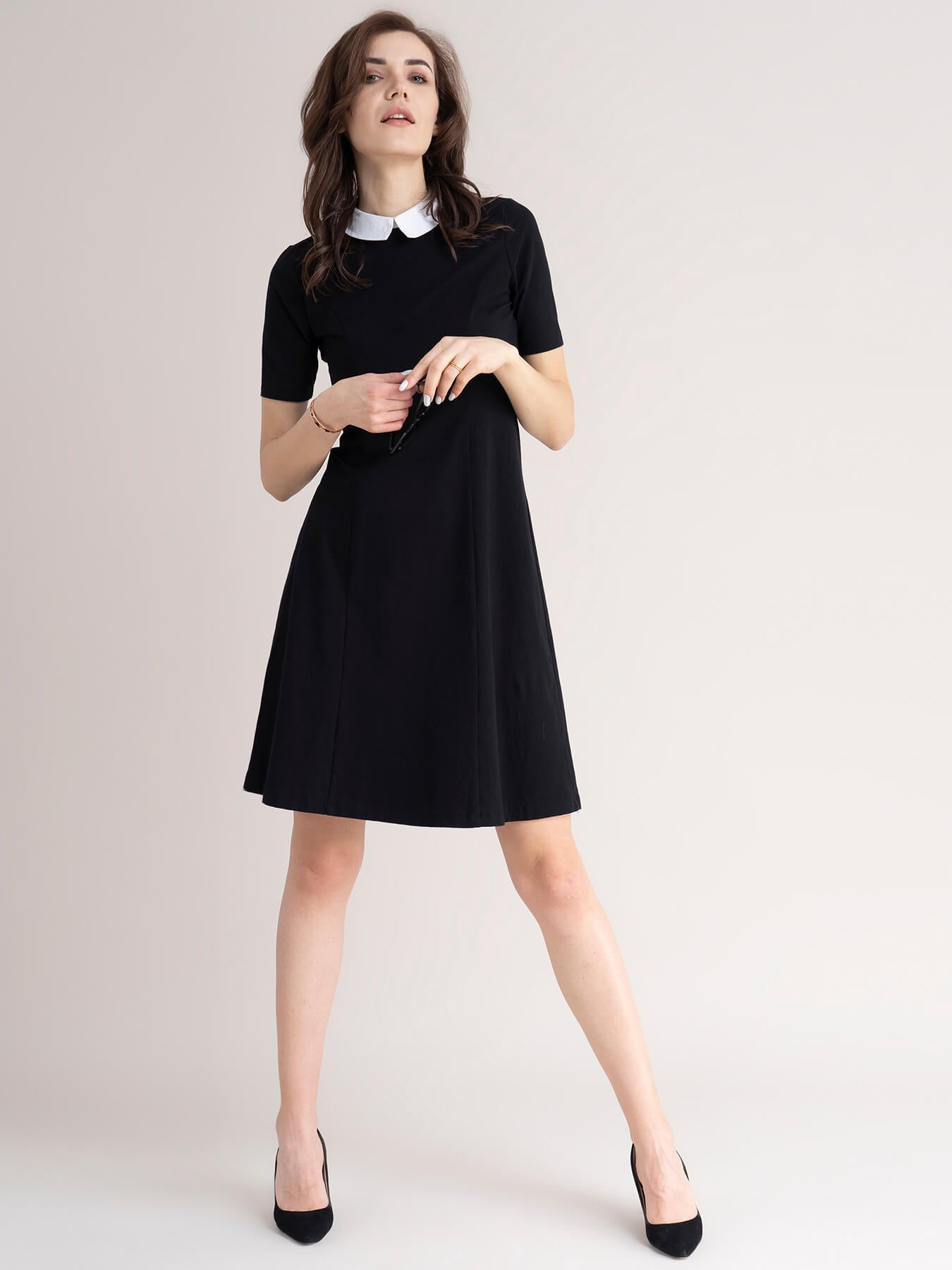 Peterpan Collar Dress - Black
