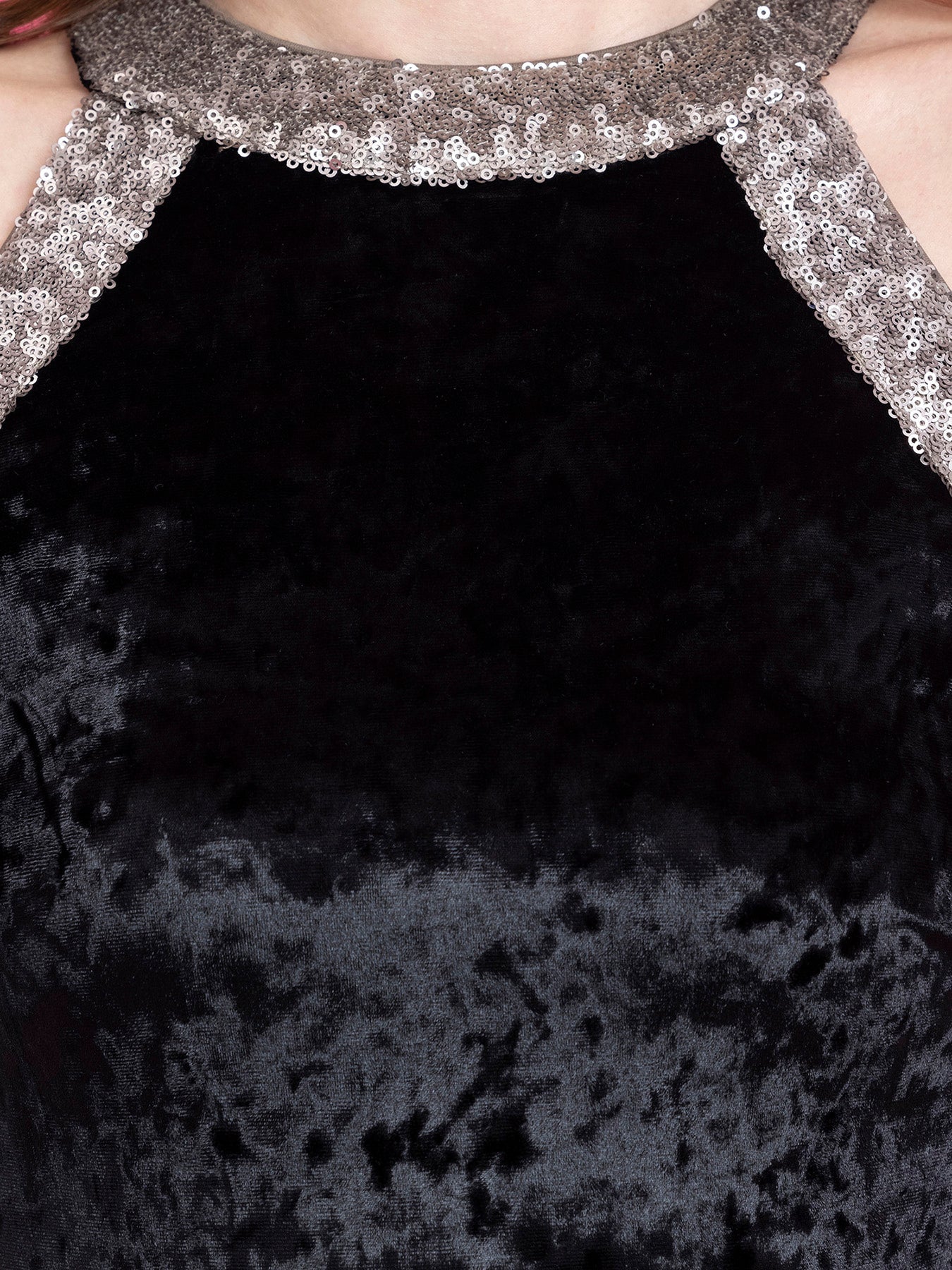 Velvet Maxi A-Line Dress - Black