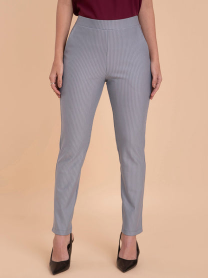 Striped LivIn Straight Pants - Grey