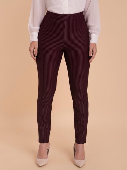 Striped LivIn Straight Pants - Maroon