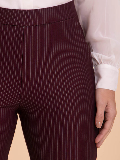 Striped LivIn Straight Pants - Maroon