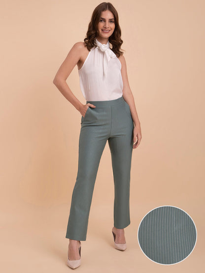 Striped LivIn Bootcut Pants - Sap Green