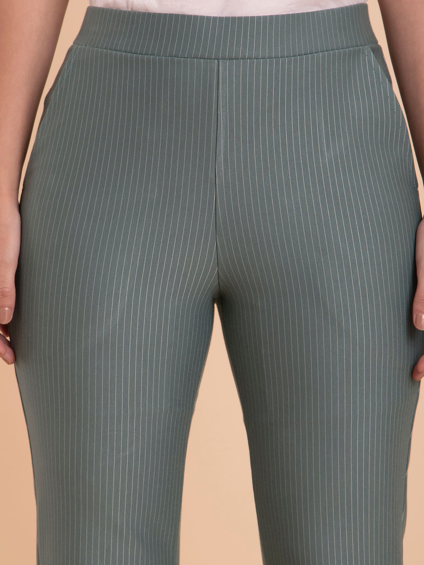 Striped LivIn Bootcut Pants - Sap Green