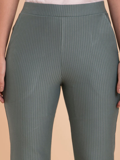 Striped LivIn Bootcut Pants - Sap Green
