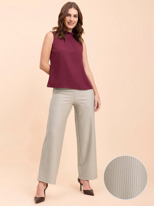 Striped LivIn Wide-Leg Pants - Beige