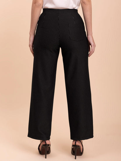Striped LivIn Wide-Leg Pants - Black