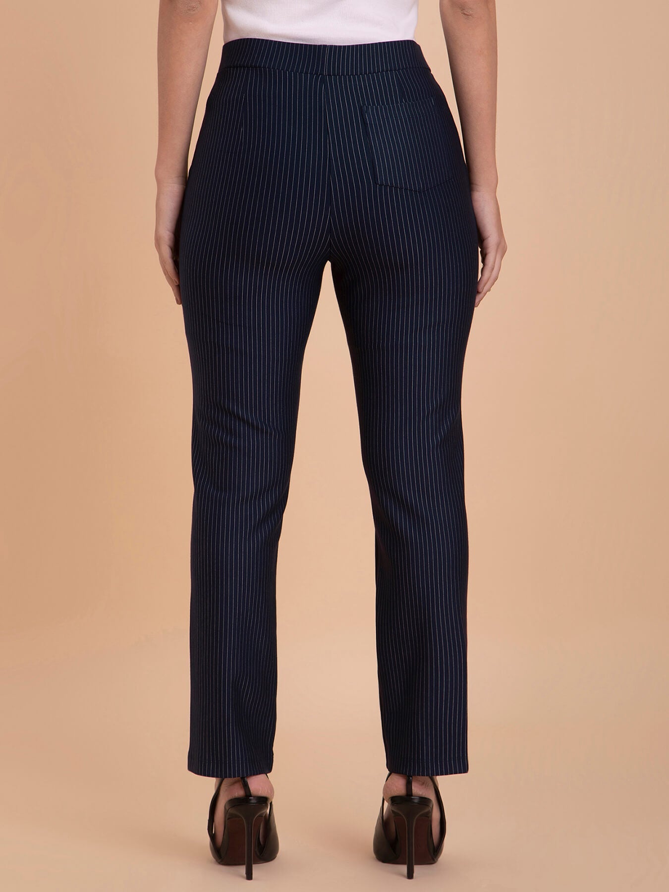 Striped LivIn Bootcut Pants - Navy Blue