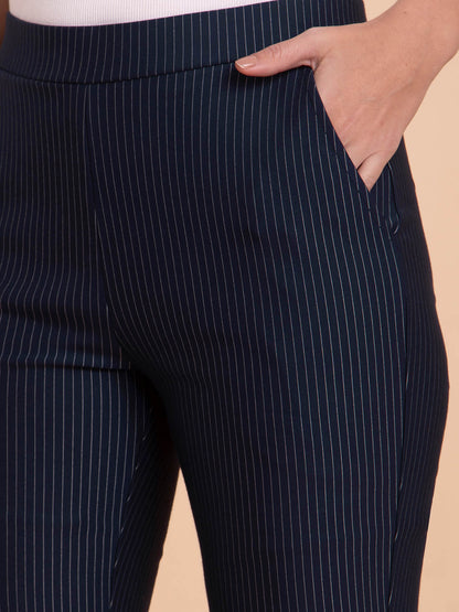 Striped LivIn Bootcut Pants - Navy Blue