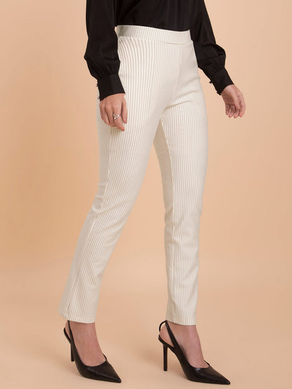Striped LivIn Straight Pants - Off-White