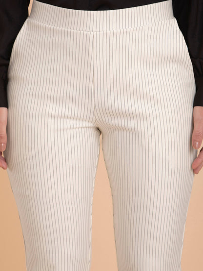 Striped LivIn Straight Pants - Off-White
