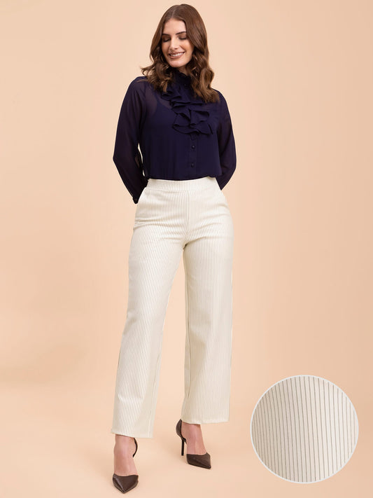 Striped LivIn Wide-Leg Pants - Off-White