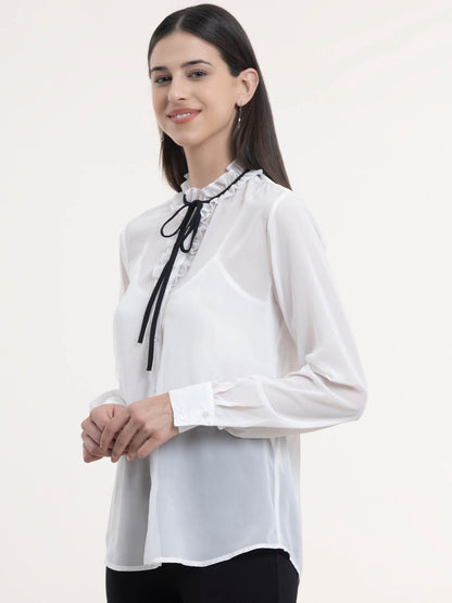 Georgette Tie-Up Detail Shirt - White