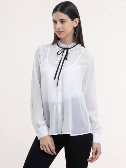 Georgette Tie-Up Detail Shirt - White