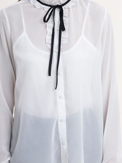 Georgette Tie-Up Detail Shirt - White