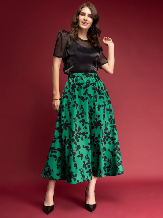 Floral Printed A-Line Skirt