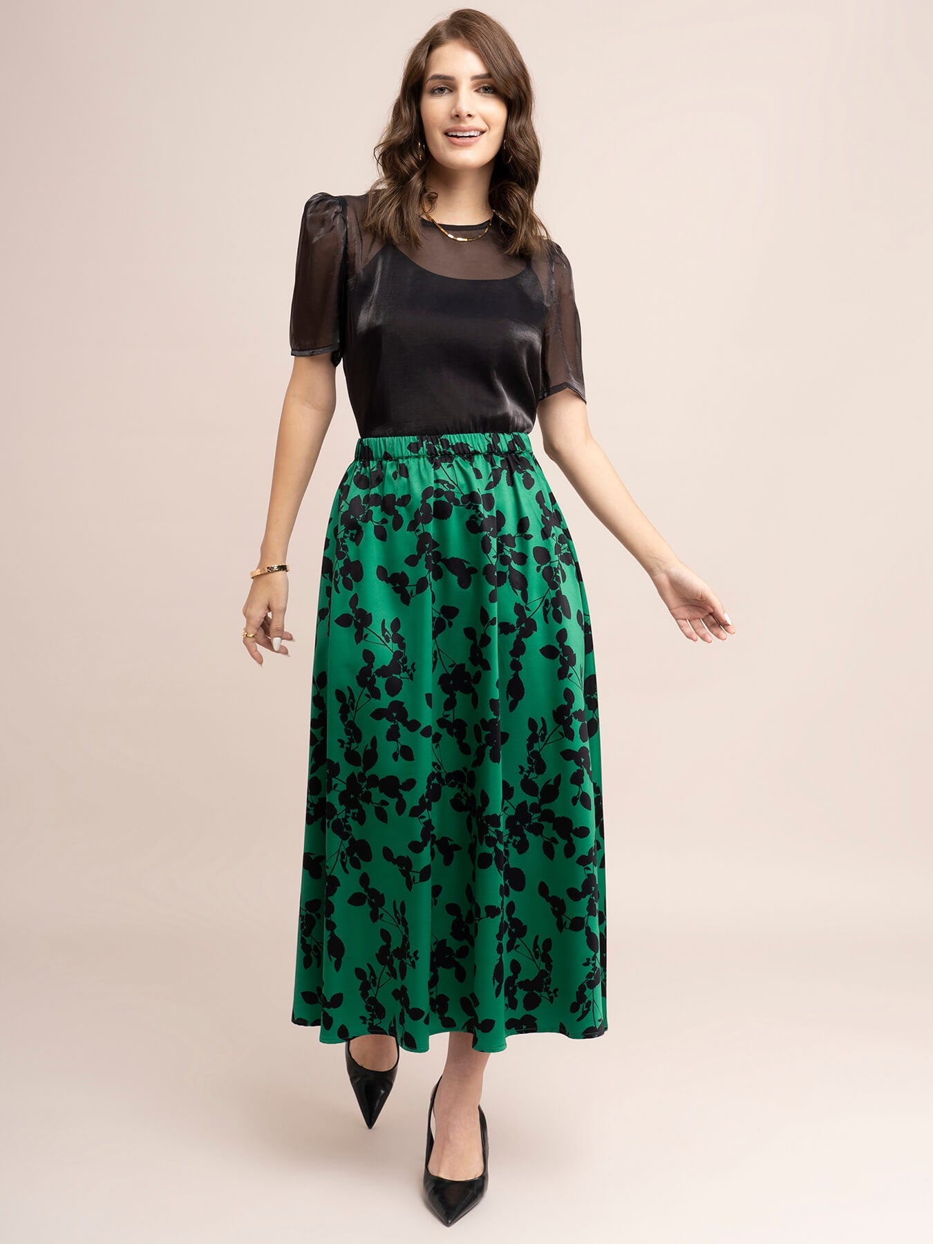 Floral Printed A-Line Skirt