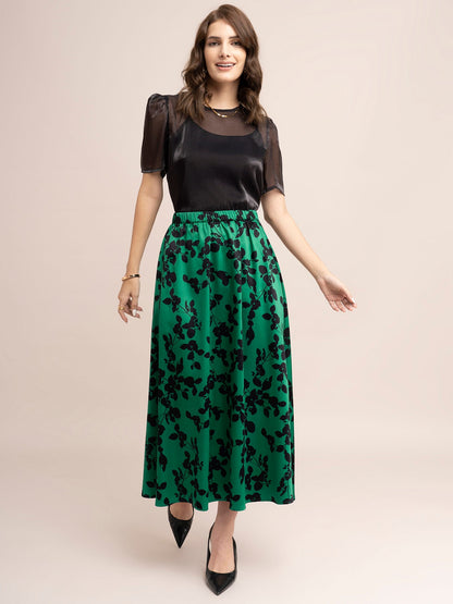 Floral Printed A-Line Skirt
