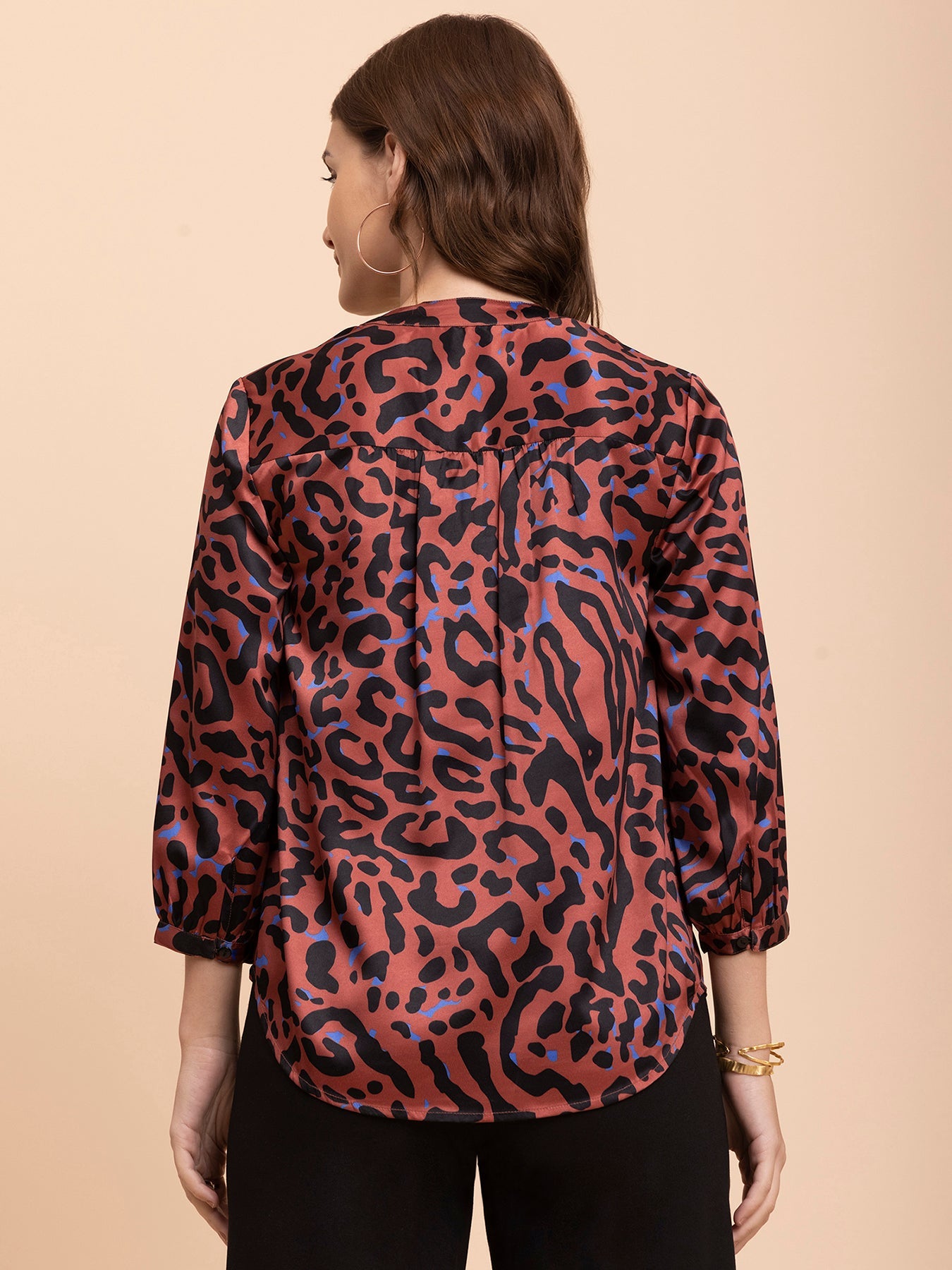 Satin Animal Print Top - Multicolour
