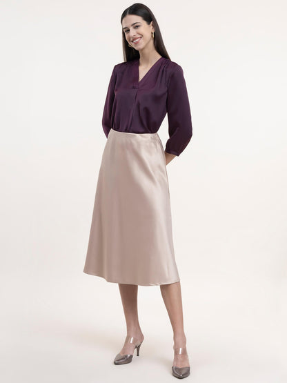 Satin Front Pleat Top - Wine