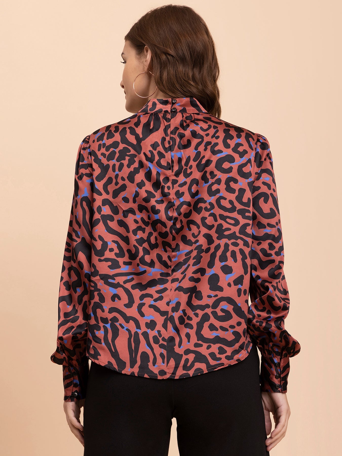 Satin Animal Print Top - Multicolour