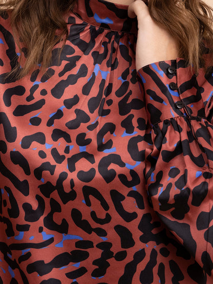 Satin Animal Print Top - Multicolour