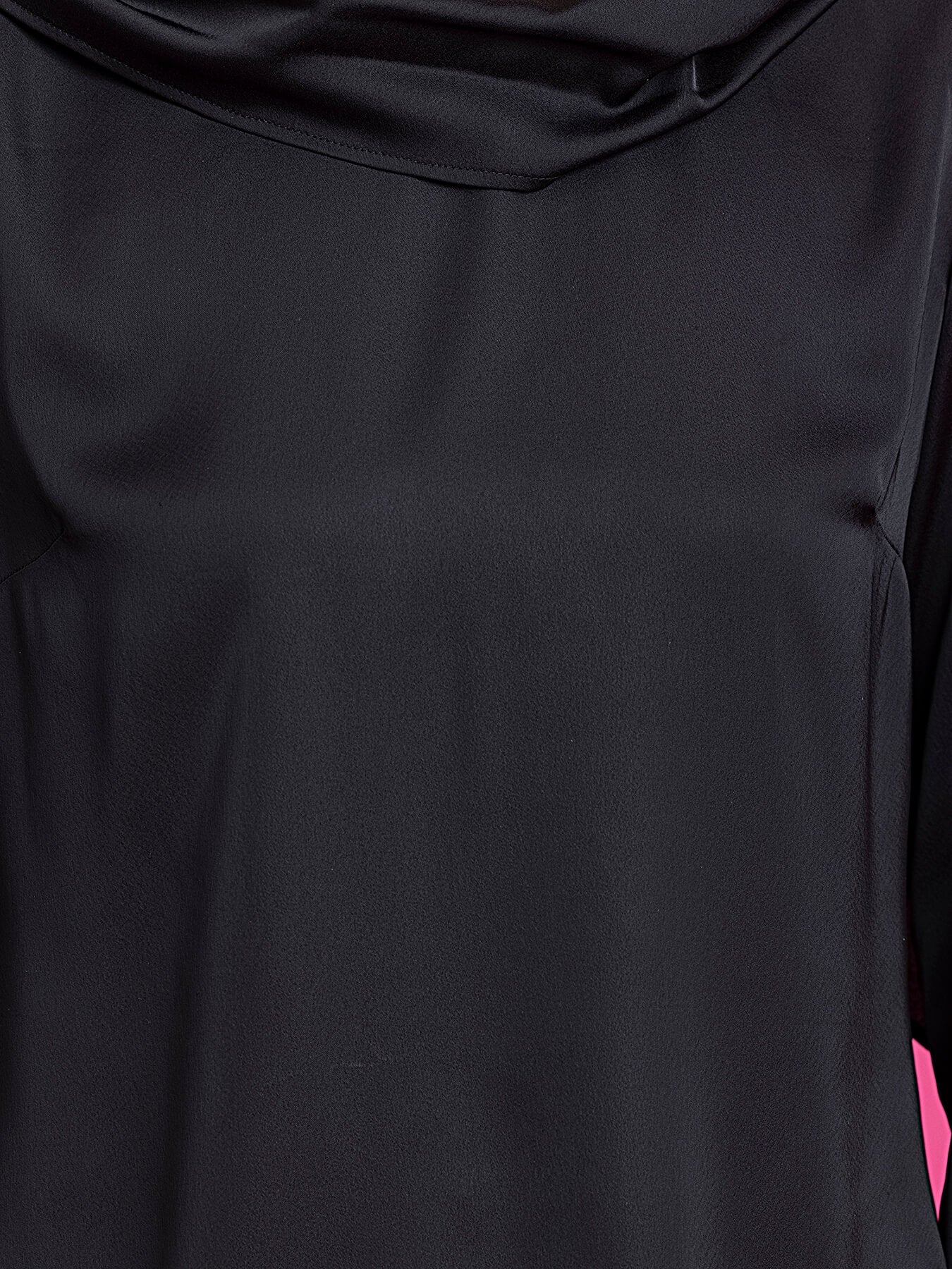 Satin Drape Detail Top - Black