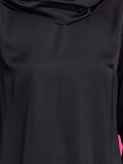Satin Drape Detail Top - Black